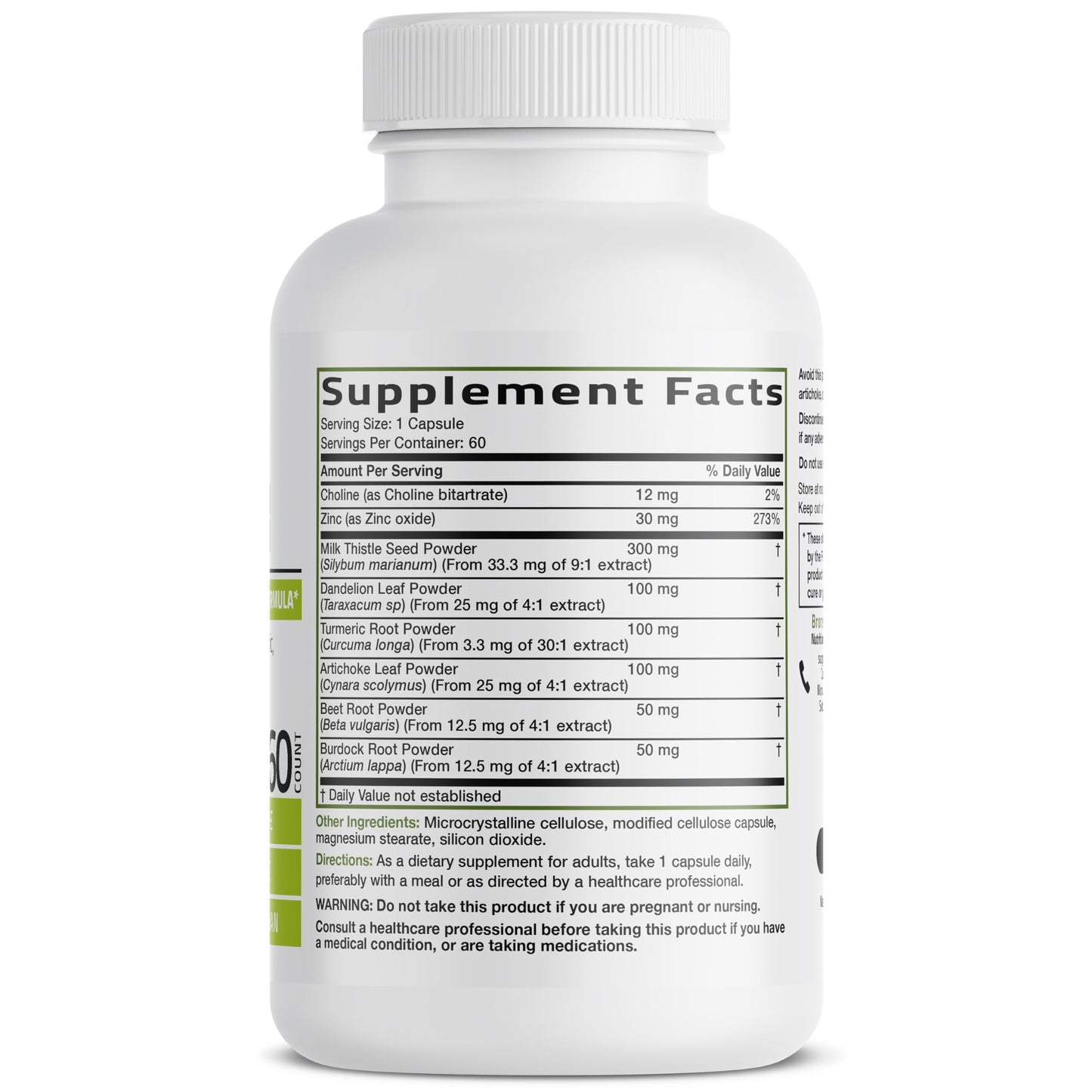 Bronson Liver Detox Advanced Detox & Cleansing Formula Supports Health Liver Function with Milk Thistle, Dandelion Extract, Turmeric, Artichoke Leaf & More, Non-GMO, 60 Vegetarian Capsules