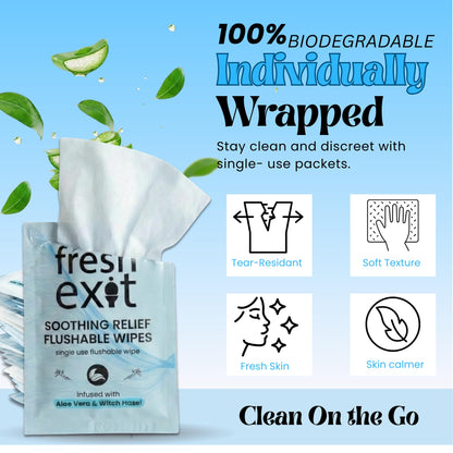 FreshExit Flushable Hemorrhoid Wipes – 36 Count – Individually Wrapped with Witch Hazel & Aloe Vera, Large Discreet Travel Wipes for Adults, Soothing & Gentle on Skin FreshExitBuy Supplements Australia