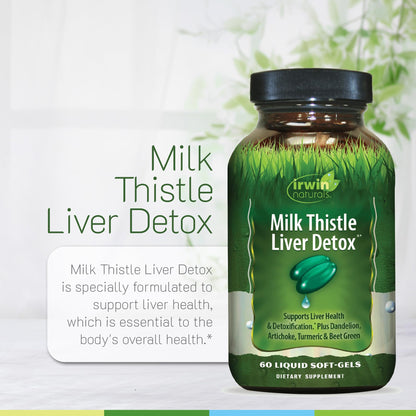 Irwin Naturals Milk Thistle Liver Detox - 60 Liquid Soft-Gels, Pack of 2 - Supports Liver Health with Dandelion, Artichoke, Turmeric & Green Beet Root - 60 Total Servings Irwin NaturalsBuy Supplements Australia