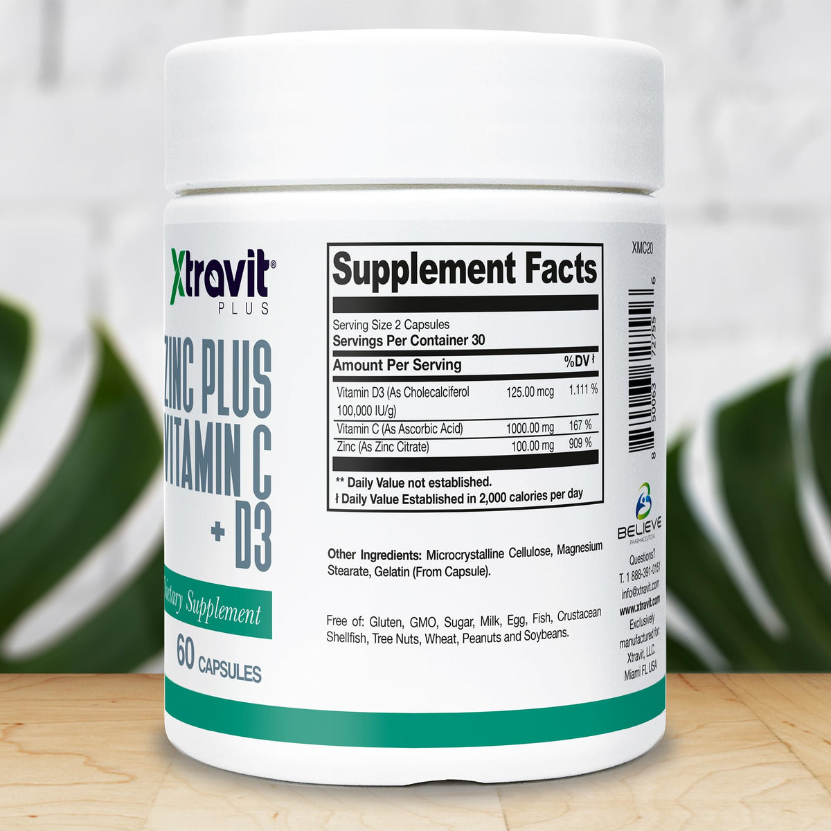 Xtravit Zinc Plus Vitamin C + D3 Supplement – Natural Immune Defense Supplements for Men & Women - May Support Skin, Energy, Bones, & Overall Wellness - Non-GMO, Gluten-Free, No Fillers, 60 Capsules Xtravit buy supplements Au