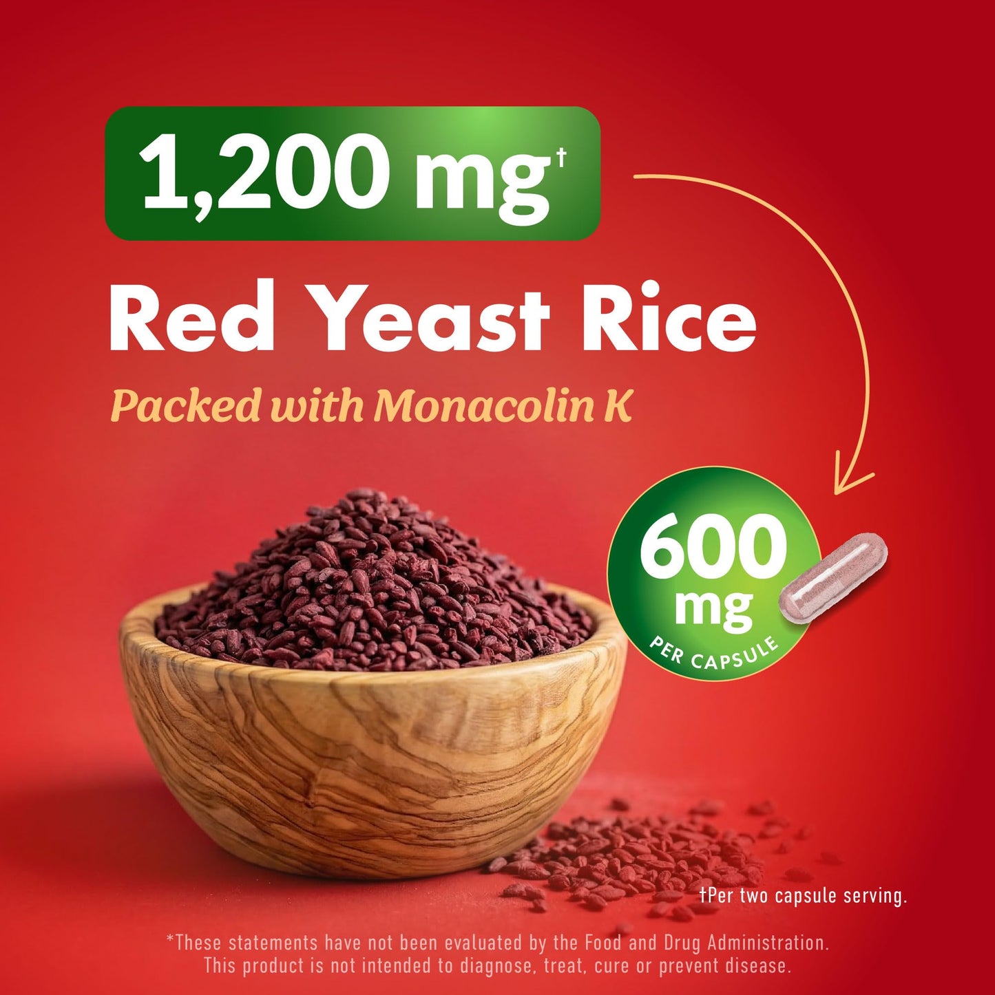 Red Yeast Rice with CoQ10 Supplement, Cholesterol & Heart Health Support | Extra Strength Red Yeast Rice 1200 MG (600 MG Per Capsule), Citrinin-Free, Doctor-Formulated, Non-GMO, Vegan, 120 Capsules