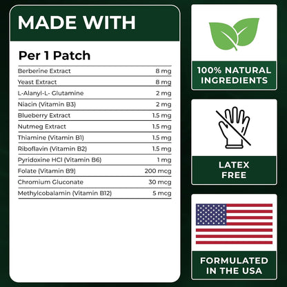 VIORY Berberine Patches | Berberine Patch with L-Glutamine | With L-Glutamine, Garcinia Cambogia, Resveratrol For Women & Men, 60 Days Supply