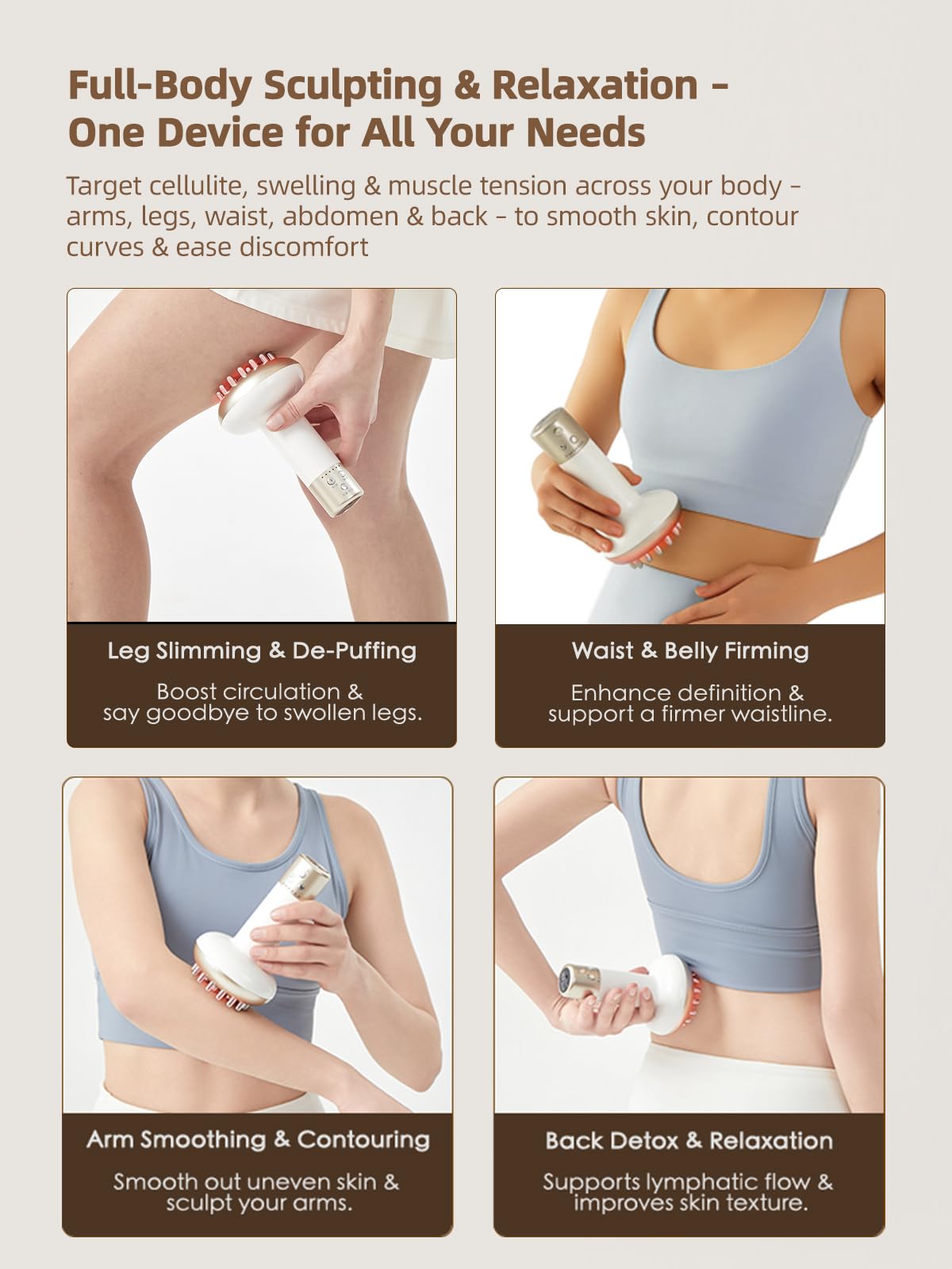 Yuonry Lymphatic Drainage Massager & Anti Cellulite Massage Tool, Reduce Stretch Marks & Cellulite, for Legs, Arms & Belly, Body Sculpting Machine with Microcurrent, Light, Heat & Vibration,White Yuonry buy supplements Au