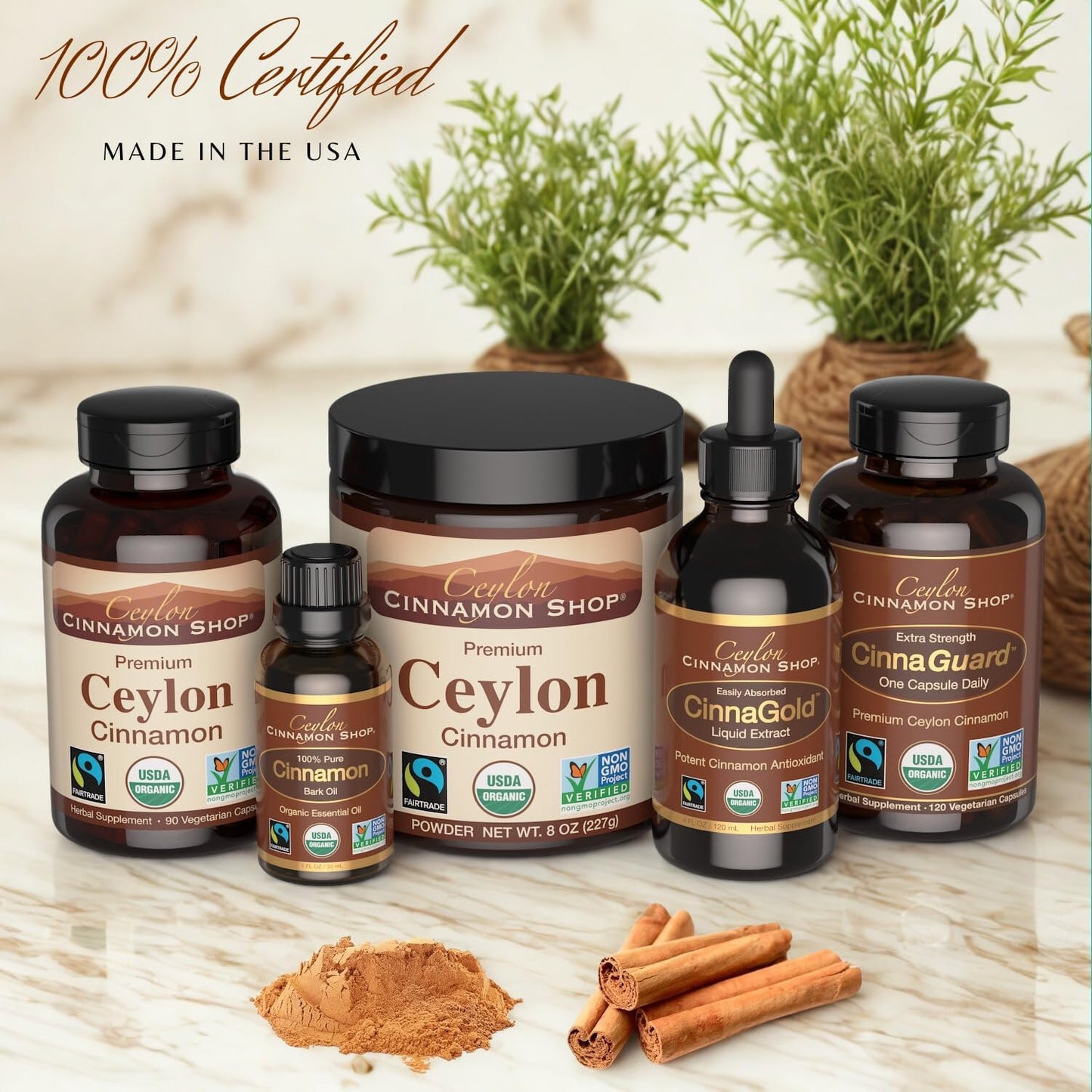 CinnaGold™ Organic Ceylon Cinnamon Liquid Extract Supplement - 4 oz | Superior Absorption & Bioavailability, USDA Certified Tincture, Non-GMO, Gluten Free, Sugar Free, Made in the USA (GMP)