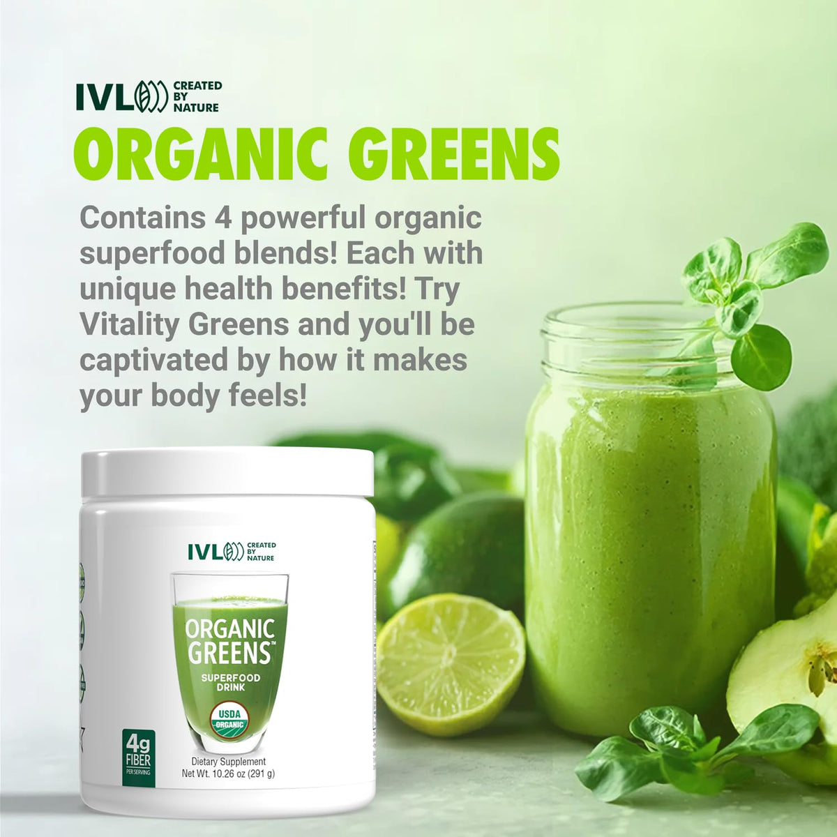IVL - Organic Greens - Organic Superfood Drink - Loaded with Antioxidants, Micronutrients, Prebiotics & Probiotics - for Immune Support, Digestive Health - Great Taste (1 Pack, 30 Servings) IVL buy supplements Au