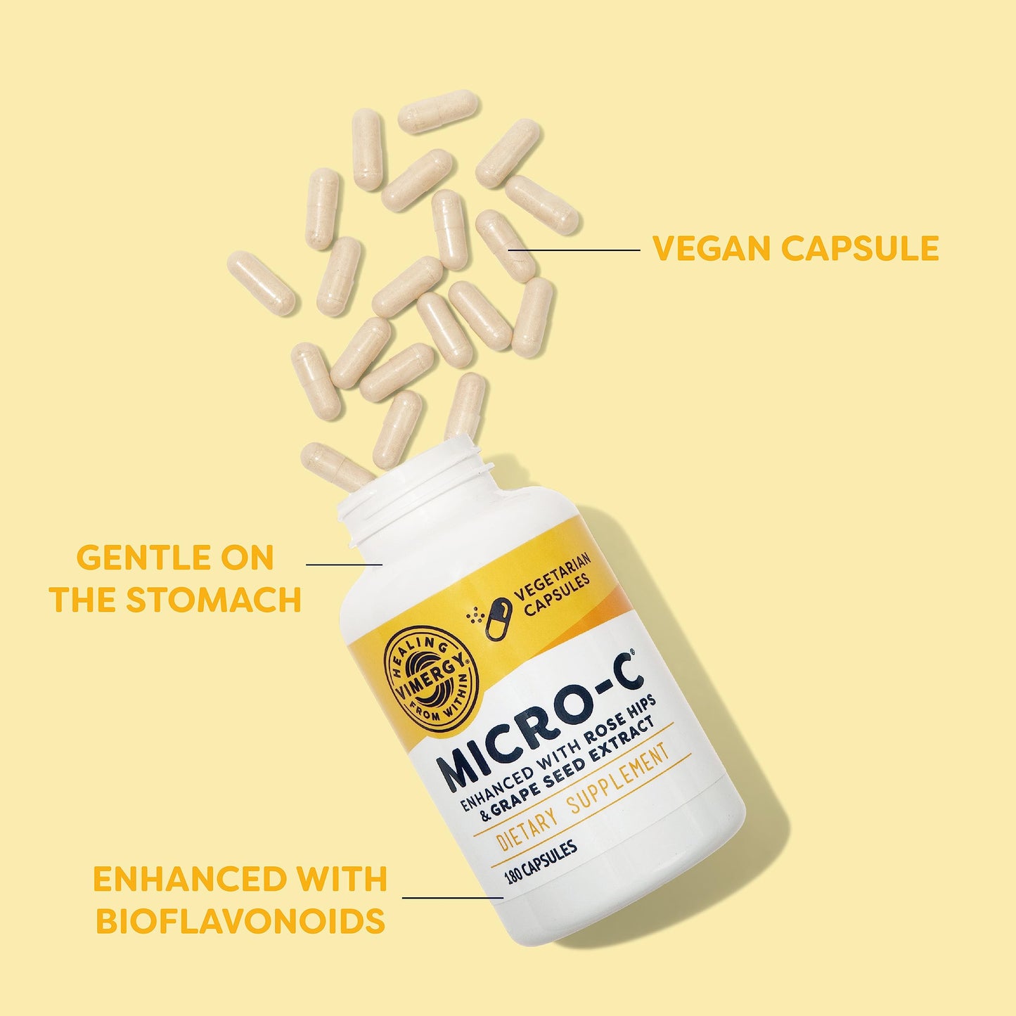 Vimergy Micro-C® Vitamin C Capsules – 500mg per Capsule, Supports Immune Health*, Promotes Collagen Production, Supports Healthy Bones*, Kosher, Vegan & Gluten-Free (90 Capsules)