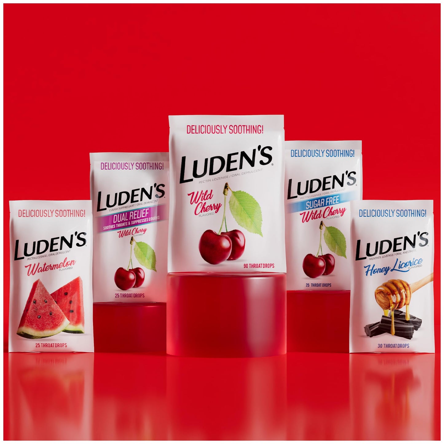 Luden's Sore Throat Relief Lozenges for Minor Everyday Irritation & Dry Mouth, Wild Cherry Flavored Drops, 30 Count