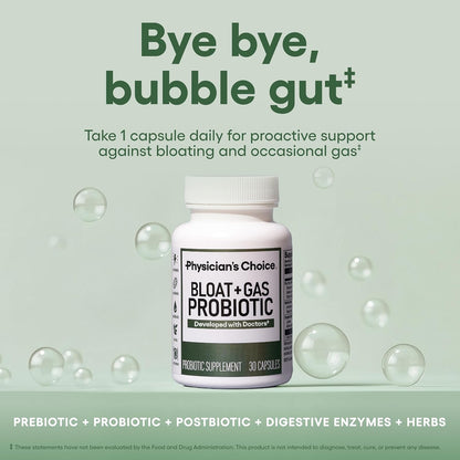 Physician's CHOICE Women’s Probiotic 30ct + Bloat & Gas Probiotic 30ct - Advanced Digestive Health Bundle for Women