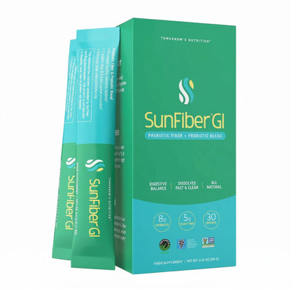 Tomorrow's Nutrition Sunfiber GI, Prebiotic Fiber & Probiotics, 5g Prebiotic Fiber & 8 Billion Probiotics Per Serving, Low FODMAP, 30-Day Supply, 30 Day