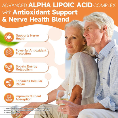 Alpha Lipoic Acid 600mg with Benfotiamine 300mg - ALA Supplement for Antioxidant, Nerve Health, Energy & Metabolism Support, Cell Energy, Neuropathy Supplement, Anti-Aging, Non-GMO, Gluten Free, Vegan