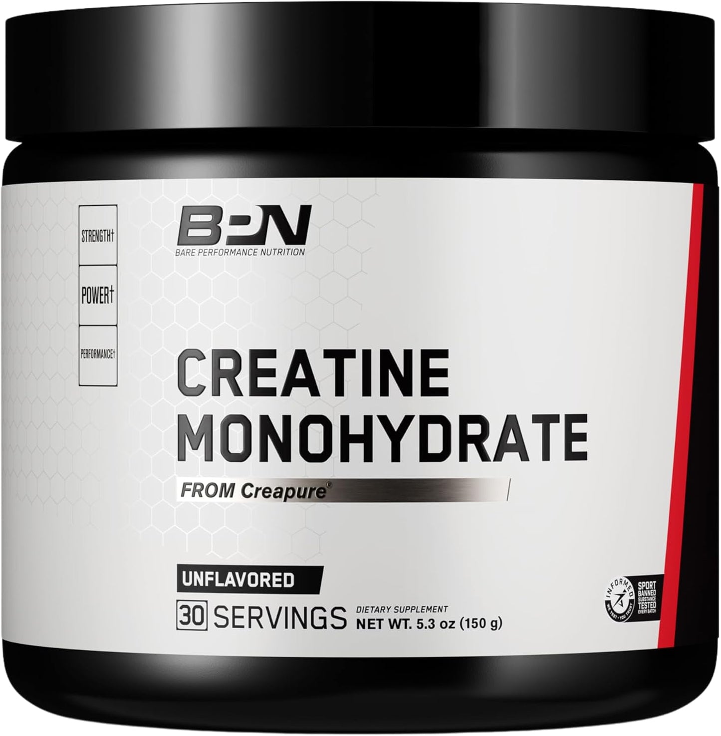 BARE PERFORMANCE NUTRITION, BPN Pure Creatine Monohydrate Powder by Creapure 2PACK, 5g of Creatine per Serving, Unflavored Creatine Powder, 90 Servings Total