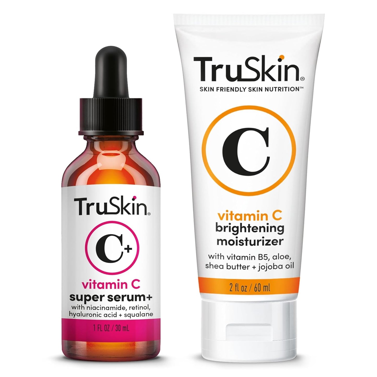 TruSkin Vitamin C Super Serum & Moisturizer Duo, 1 fl oz & 2 fl oz | Two-step Vitamin C routine to brighten, hydrate and support smoother, firmer-looking skin