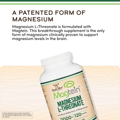 Magnesium L Threonate, Magtein - NSF Certified - Sleep and Cognitive Support – High Absorption