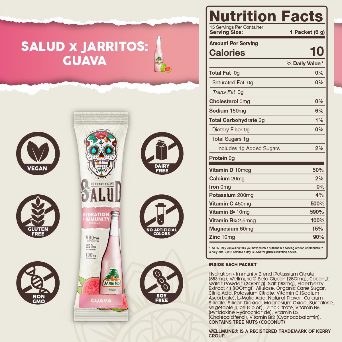 Salud 2-in-1 Hydration + Immunity Drink Mix, Cucumber Lime | Electrolytes Powder, Agua Fresca, Elderberry, Dairy & Soy Free, Non-GMO, Gluten Free, Vegan, 1g Sugar (15 Servings)