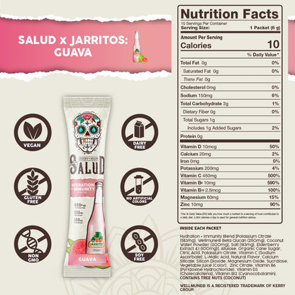 Salud 2-in-1 Hydration + Immunity Drink Mix, Cucumber Lime | Electrolytes Powder, Agua Fresca, Elderberry, Dairy & Soy Free, Non-GMO, Gluten Free, Vegan, 1g Sugar (15 Servings)