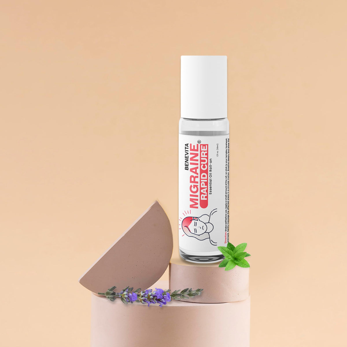 Benevita Migraine Relief Stick Roll-On – Organic, Natural, Cruelty-Free Headache Relief Roll-On – Peppermint, Spearmint, & Lavender Essential Oil Roller for Tension & Stress BenevitaBuy Supplements Australia