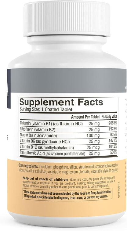 FREEDA Super B-Complex Vitamin Supplement – No Folic Acid or PABA, 100ct | Supports Energy, Metabolism, & Cellular Function – Balanced B Vitamins for Men & Women – Kosher, Vegan, Gluten-Free, USA Made