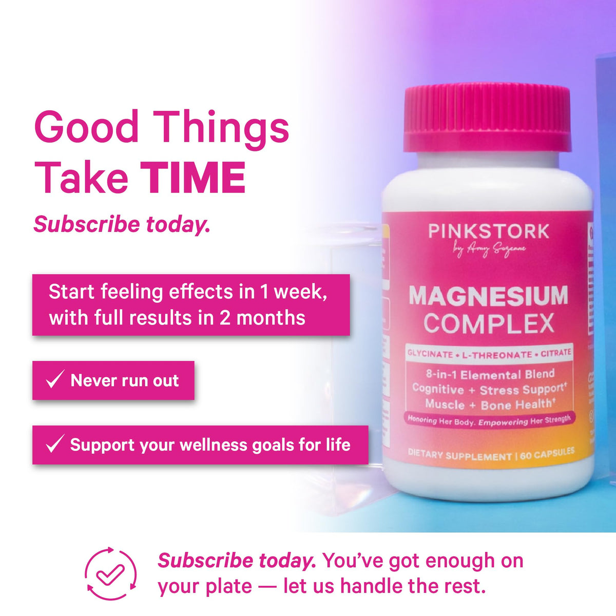 Pink Stork Magnesium Complex for Women - 8 Forms Including Glycinate, Malate, Citrate & L-Threonate - Stress, Sleep, Muscle & Hormone Support - 400 mg Elemental Magnesium - 60 Vegan Capsules Pink Stork buy supplements Au