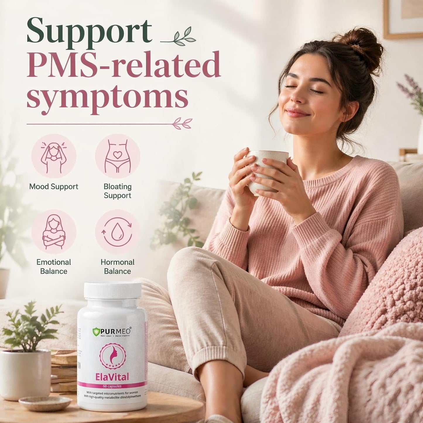 purmeo DIM Supplement for Women, Support Hormone Balance, Breast Health | Blend of 15 Nutrients, Clinically Validated, Made in Germany with Traceable PZN, Vegan, Allergy-Free, Non-GMO, 60ct