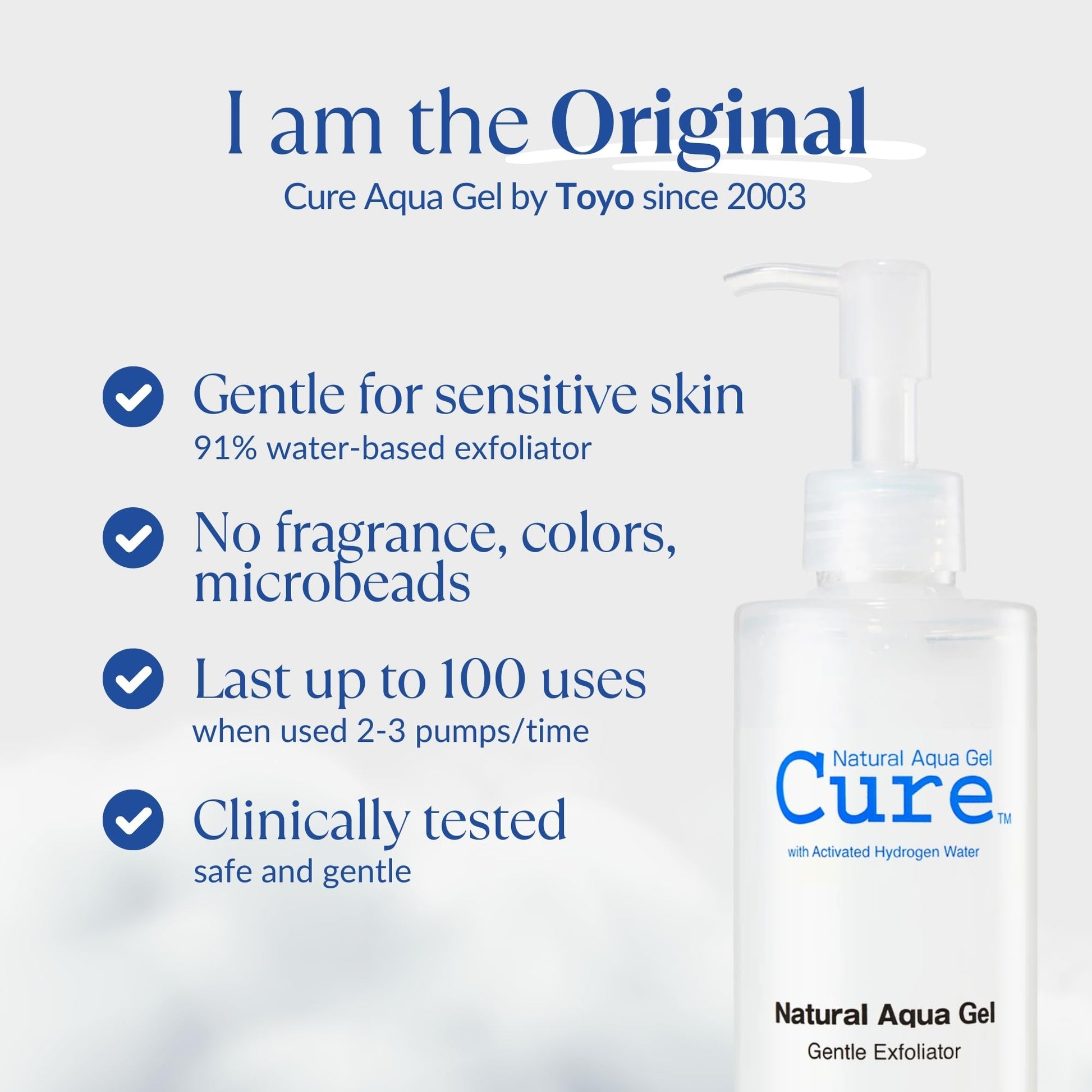 Cure by Toyo | Aqua Gel Gentle Exfoliator | Clear and Softer Skin | Non-Abrasive Face and Body Cleanser | Sensitive Skin | Big Size 8.82oz NATURAL AQUA GEL CURE buy supplements Au