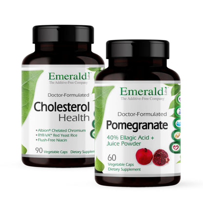 Two bottles of Emerald Health supplements on a white background