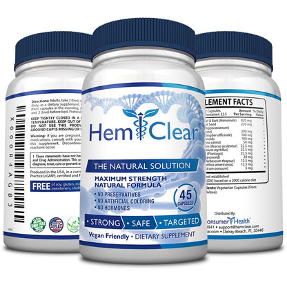 HemClear for Hemorrhoids - Vegan Formula for Hemorrhoid Relief & Vascular Health - Maximum Strength 2 Bottle 90 Capsules HemclearBuy Supplements Australia