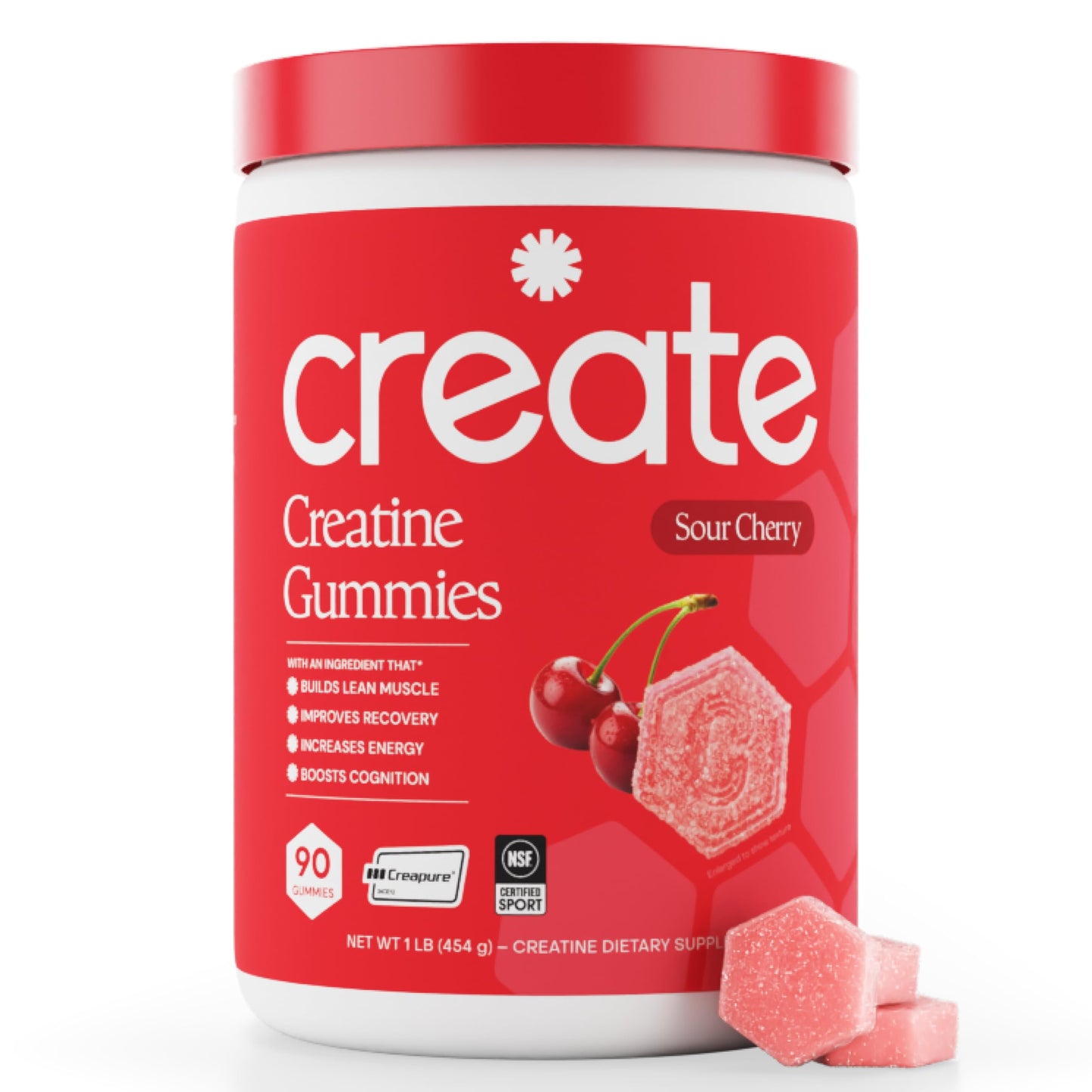 Create Creatine Monohydrate Gummies for Men & Women, Boost Focus, Strength, and Endurance, Anti-Melting Formula, Vegan, Gluten-Free, Non-GMO, 1.5g of Creatine per Gummy (Orange)