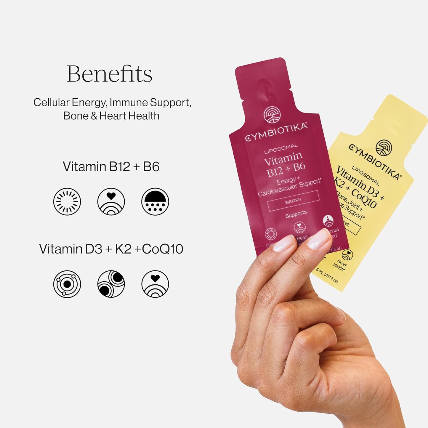 CYMBIOTIKA Liposomal B12 + B6 and D3 + K2 + CoQ10 Bundle
