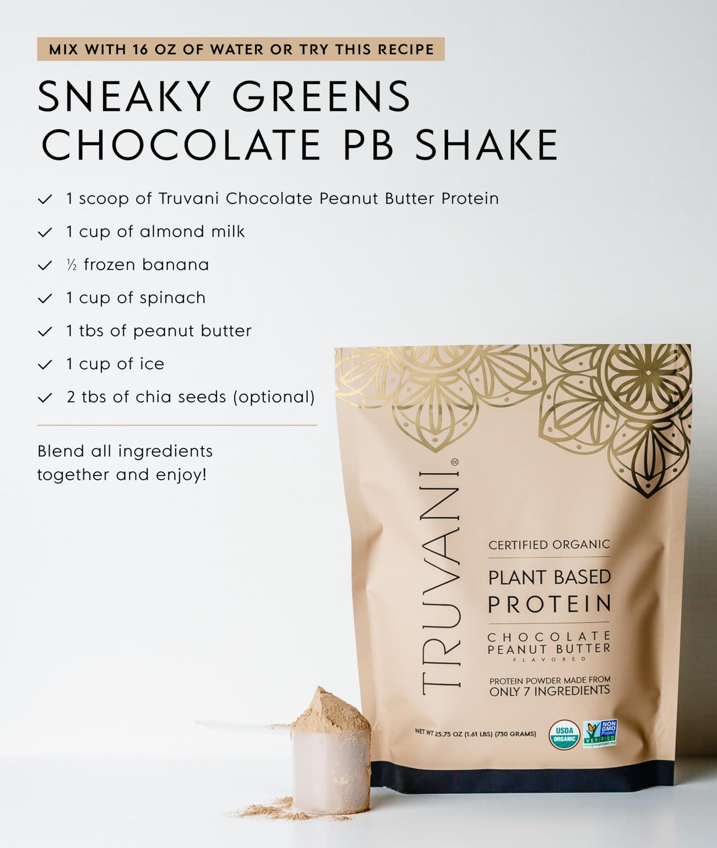 Truvani Organic Plant Based Protein Powder | Vanilla Chai | 10 Servings | Vegan | 20g Pea Protein | Keto | Gluten & Dairy Free | Low Carb | No Added Sugar
