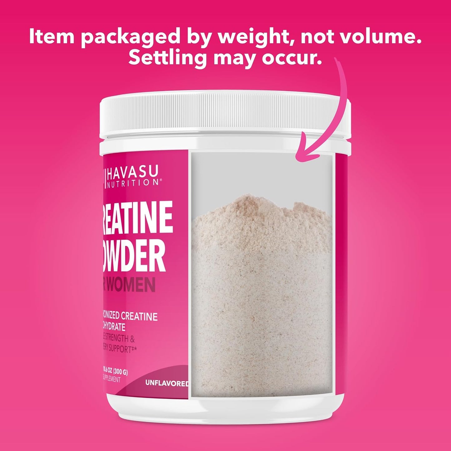 Creatine for Women, Unflavored, 300gm, 3g, Energy & Lean Muscle Support | Micronized Creatine Monohydrate Per Serving, Mental Clarity Support, Post Workout Recovery, Non-GMO, 100 Servings, Vegan