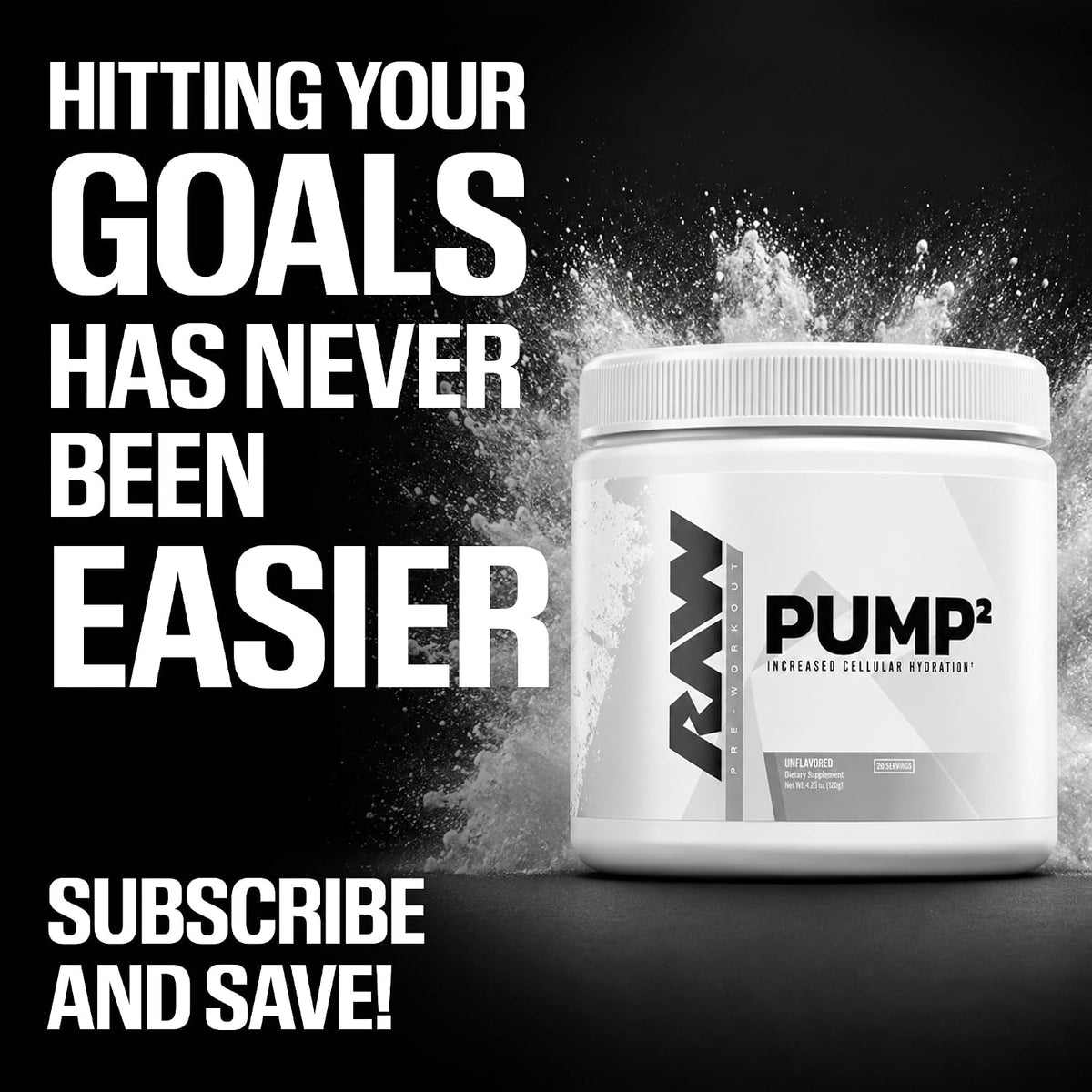 RAW Pump2 Pre Workout | Glycerol Pump Pre Workout Supplement, Pair Pump Supplement for Best Results Or Any Preworkout Powder | Enhanced Hydration and Boost Energy | Unflavored (20 Servings)