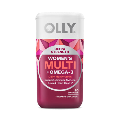 OLLY Ultra Strength Women's Multi Softgels, Overall Health and Immune Support, Omega-3s, Iron, Vitamins A, D, C, E, B12, Daily Multivitamin, 30 Day Supply - 60 Count OLLY buy supplements Au
