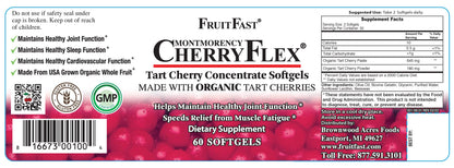FruitFast CherryFlex 100% Red Tart Organic Cherry Concentrate Supplement - Chewable Softgel - 60 Count - Non-GMO and Gluten Free - Promotes Healthy Joint Function* FruitFastBuy Supplements Australia
