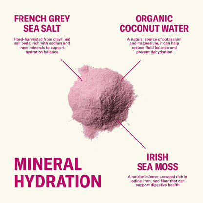 Ballerina Farm Farmer Hydrate Berry Electrolyte Powder Packets | Travel Ready, Organic Coconut Water, Irish Sea Moss, French Sea Salt, 210mg Sodium, 25 Count