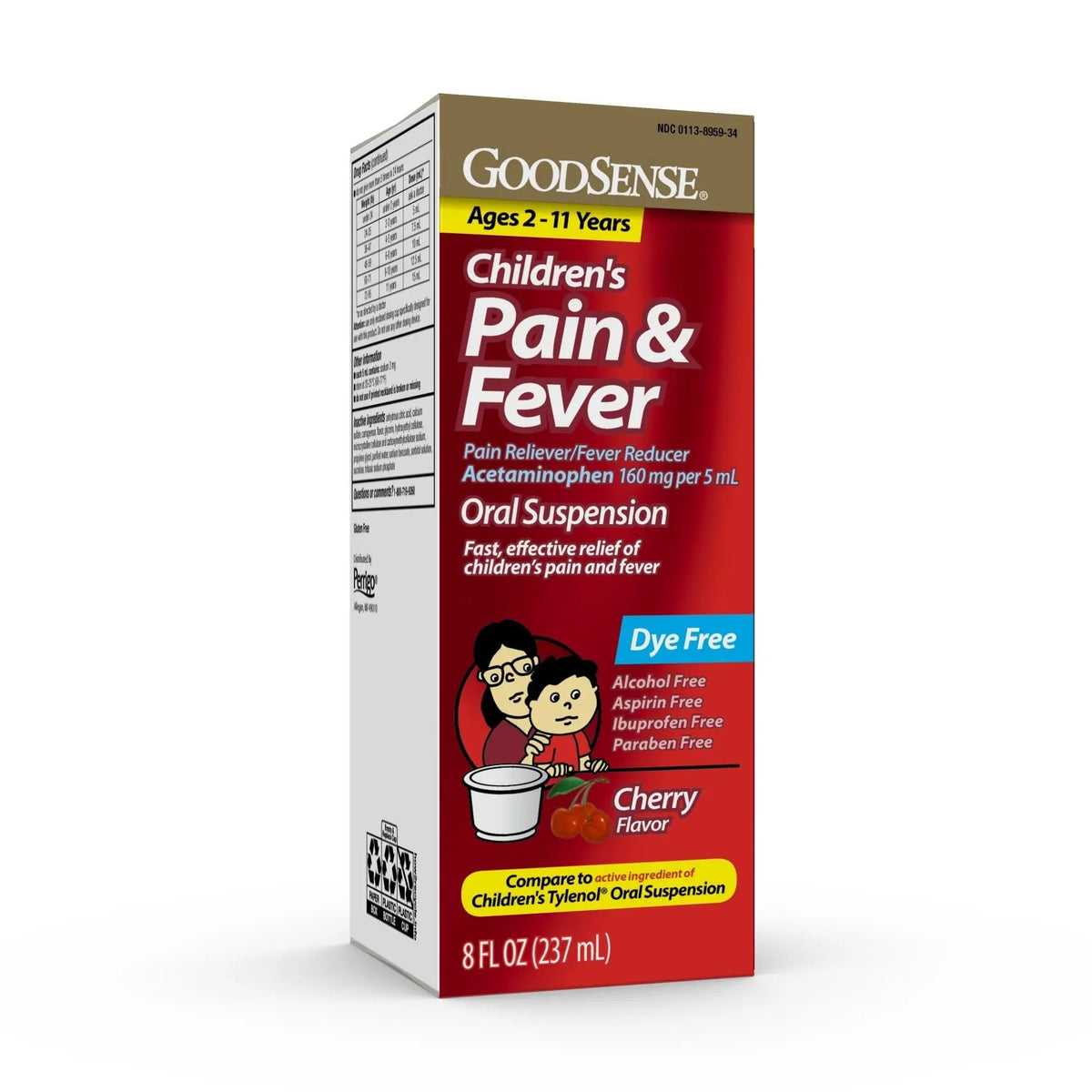 GoodSense Children's Dye-Free, Acetaminophen 160 mg per 5 mL Oral Suspension, Cherry Flavor, 8 FL OZ GoodSenseBuy Supplements Australia