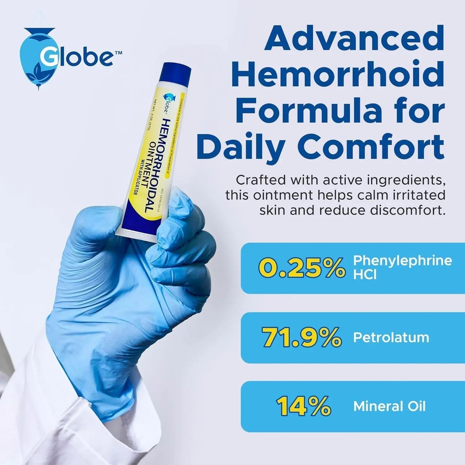 Globe Hemorrhoidal Ointment, Phenylephrine HCl, Petrolatum, Mineral Oil, Relief from Burning, Itching and Discomfort of Hemorrhoids, 2 Ounces (4 Pack) GlobeBuy Supplements Australia