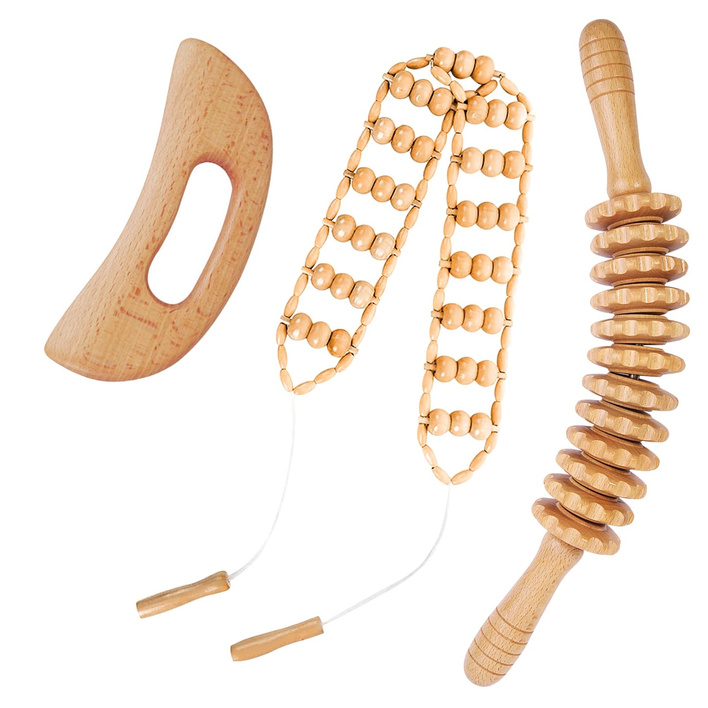 Dukucr 3Pcs Wood Therapy Massage Tools Lymphatic Drainage Massager Wooden Massager Body Sculpting Tools for Maderoterapia,Anti-Cellulite,Pain Relief(3-in-1 Massager) Dukucr buy supplements Au