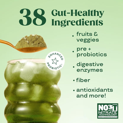 Bloom Nutrition Superfood Greens Powder, Berry, 30 Servings | Digestive Enzymes with Probiotics and Prebiotics, Gut Health, Bloating Relief for Women, Chlorella, Green Juice Mix