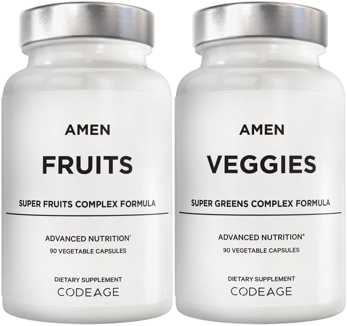 Amen Fruits + Veggies Vitamins Bundle, Raw Whole Food Multivitamin Capsules, Greens Vegetables, Red Fruits & Berries Vegan Blend, Fibers + Phytonutrients Superfood Minerals Supplement, Non-GMO, 180 ct AmenBuy Supplements Australia