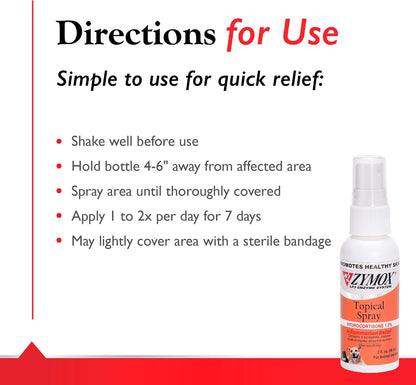 Zymox Topical Hot Spot Spray for Dogs and Cats with 1% Hydrocortisone, 2oz