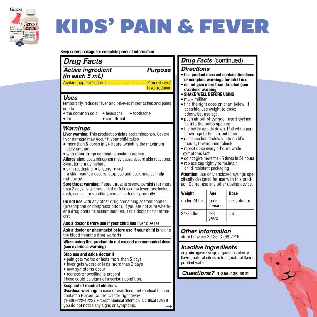 Genexa Kids & Adults Clean Acetaminophen Combo | Family Pain & Fever Bundle | Dye Free, 0% Artificial Additives | Vegan & Non-GMO | Medicine Made Clean | Ages 2-11, 12+ (2 Pack) GenexaBuy Supplements Australia