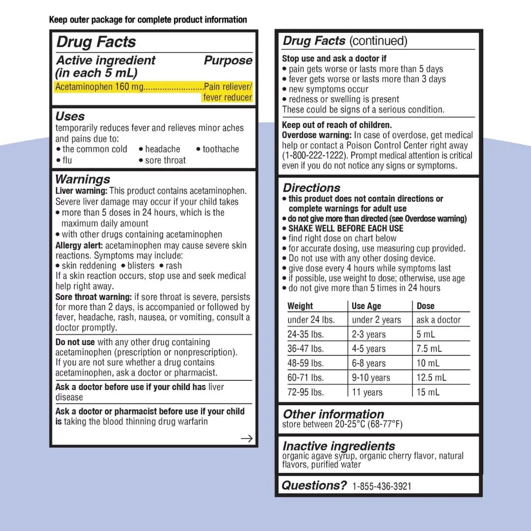 Genexa Infants' Clean Acetaminophen | Pediatrician Preferred Ingredients | Pain Reliever & Fever Reducer for Babies | Dye Free, 0% Artificial Additives | Delicious Organic Blueberry Flavor, 2 fl oz GenexaBuy Supplements Australia