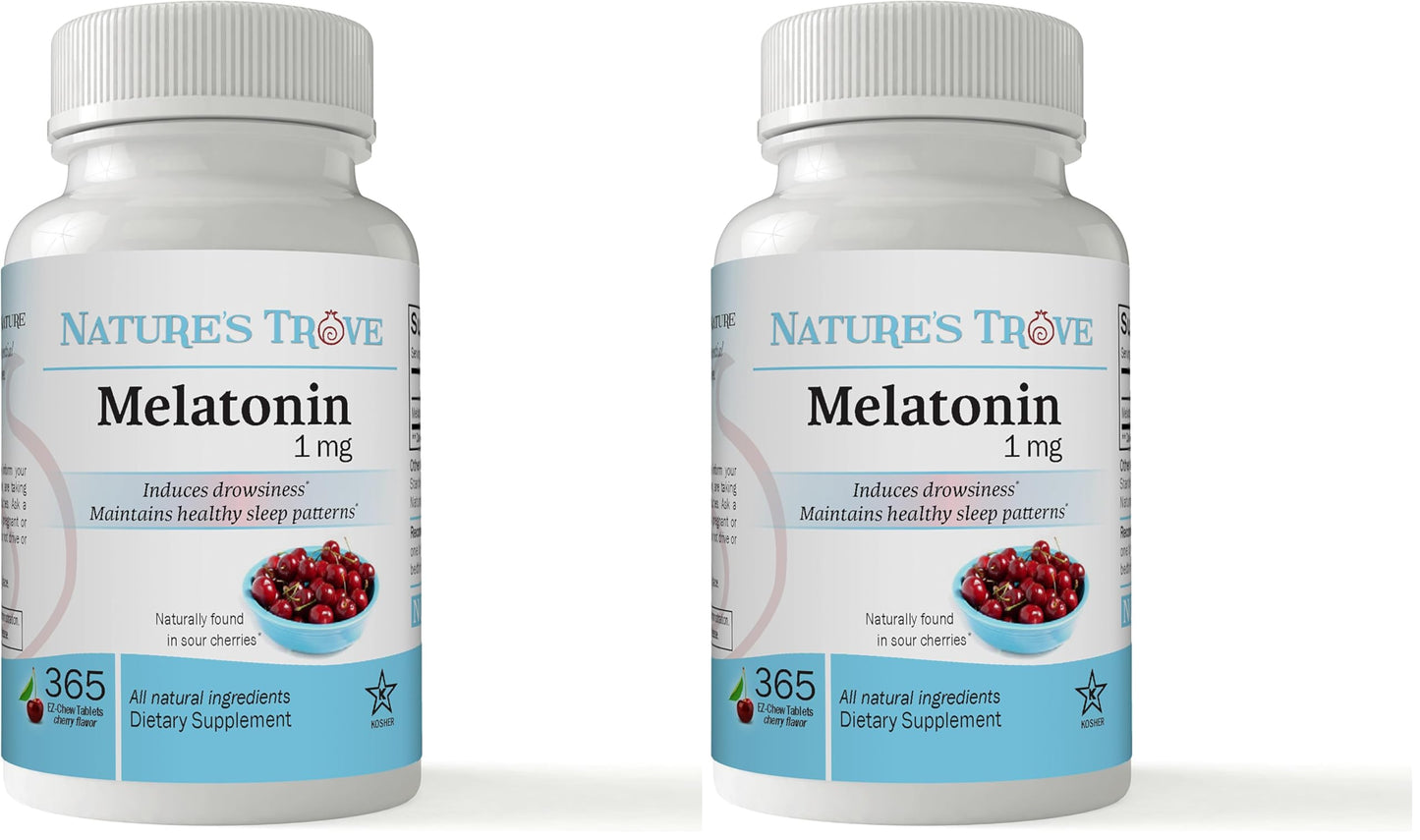 Nature's Trove Melatonin 1mg 365 EZ-Chew Tablets Cherry Flavor