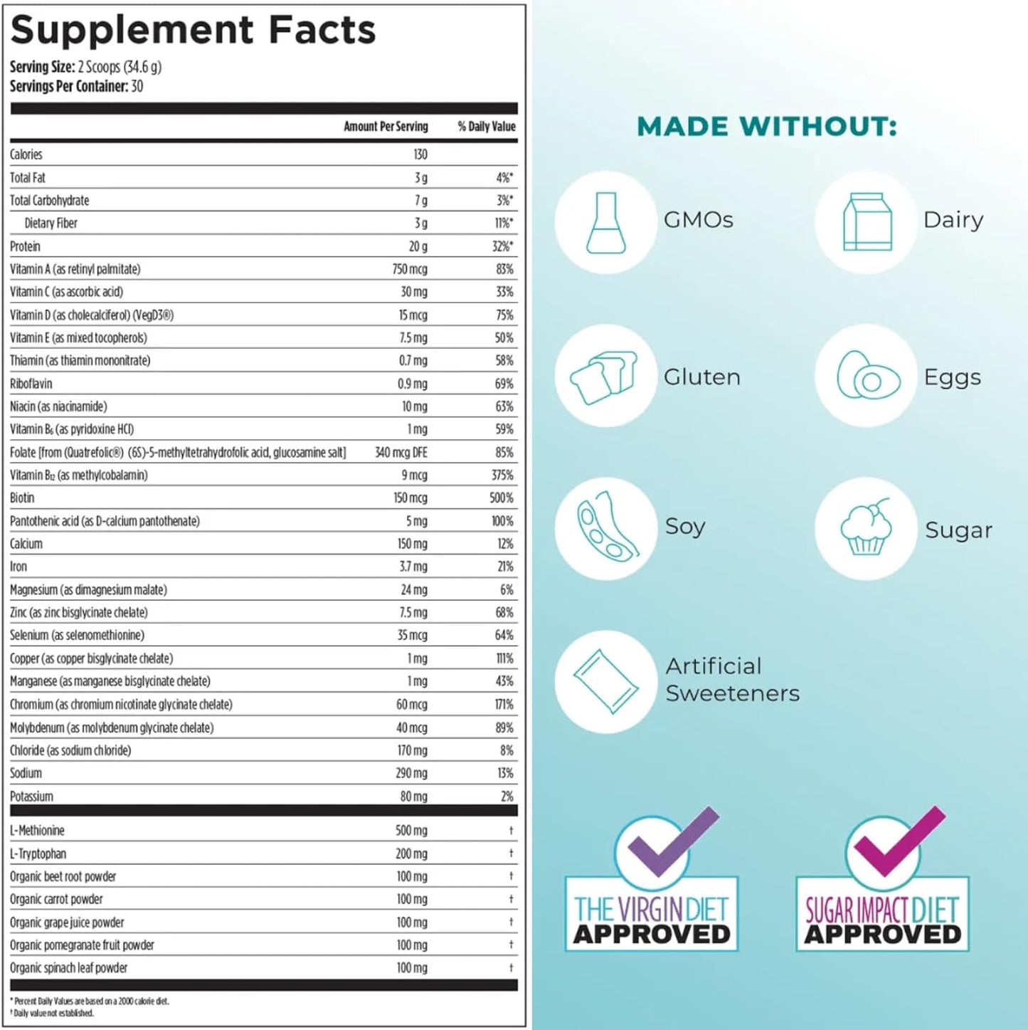 Reignite Wellness by JJ Virgin Vanilla Plant Based All-in-One Shake and Extra Fiber Powder Supplement