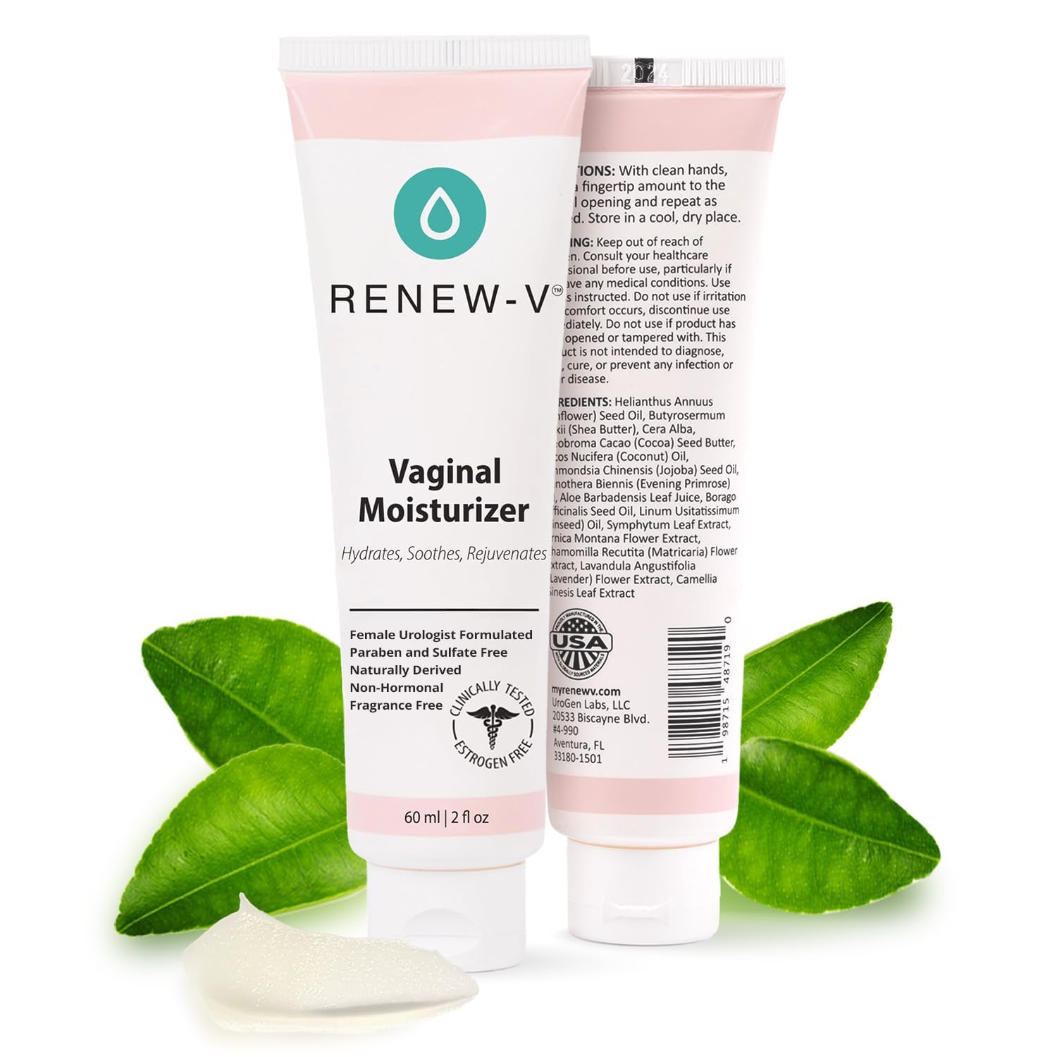 Renew-V Natural Vaginal Moisturizer For Dryness & Itching - Vulva Balm for Irritation Relief, Anti Itch & Women Menopause Support - Hormone Free, Unscented, Paraben-Free - Made in USA, 2 oz Renew-V buy supplements Au
