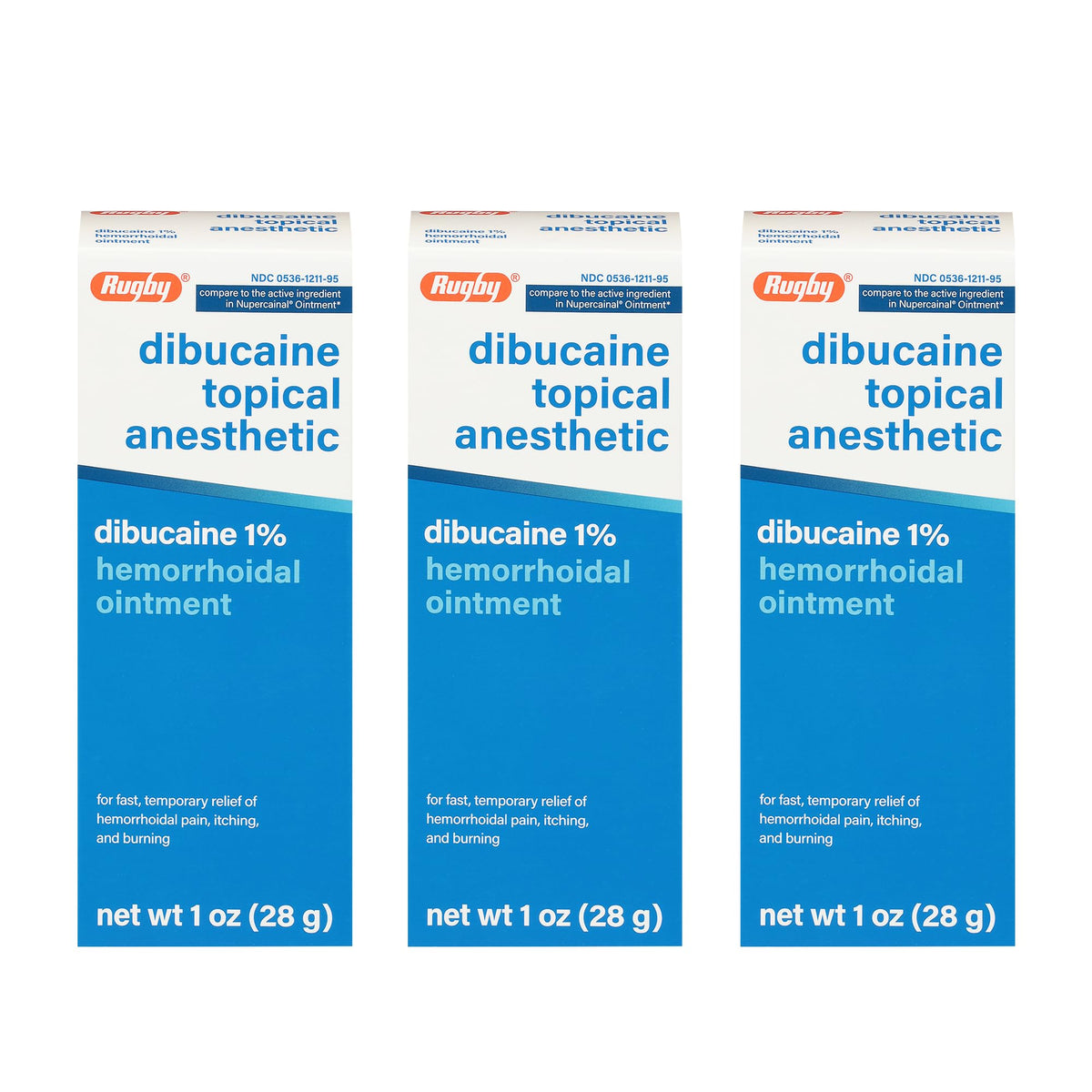 Rugby Dibucaine Topical Anesthetic 1% Hemorrhoid Ointment - Pain Relief Cream for Itching and Burning, Hemorrhoid Treatment, Anti Itch Cream 1 Oz (3 Pack) RUGBY LABORATORIESBuy Supplements Australia