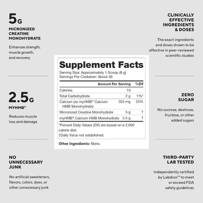 Legion Creatine HMB Powder – Micronized Creatine Monohydrate 5g with myHMB 2.5g – Unflavored Sports Nutrition Powder for Strength Training, Performance Support, and Post-Workout Recovery – 30 Servings
