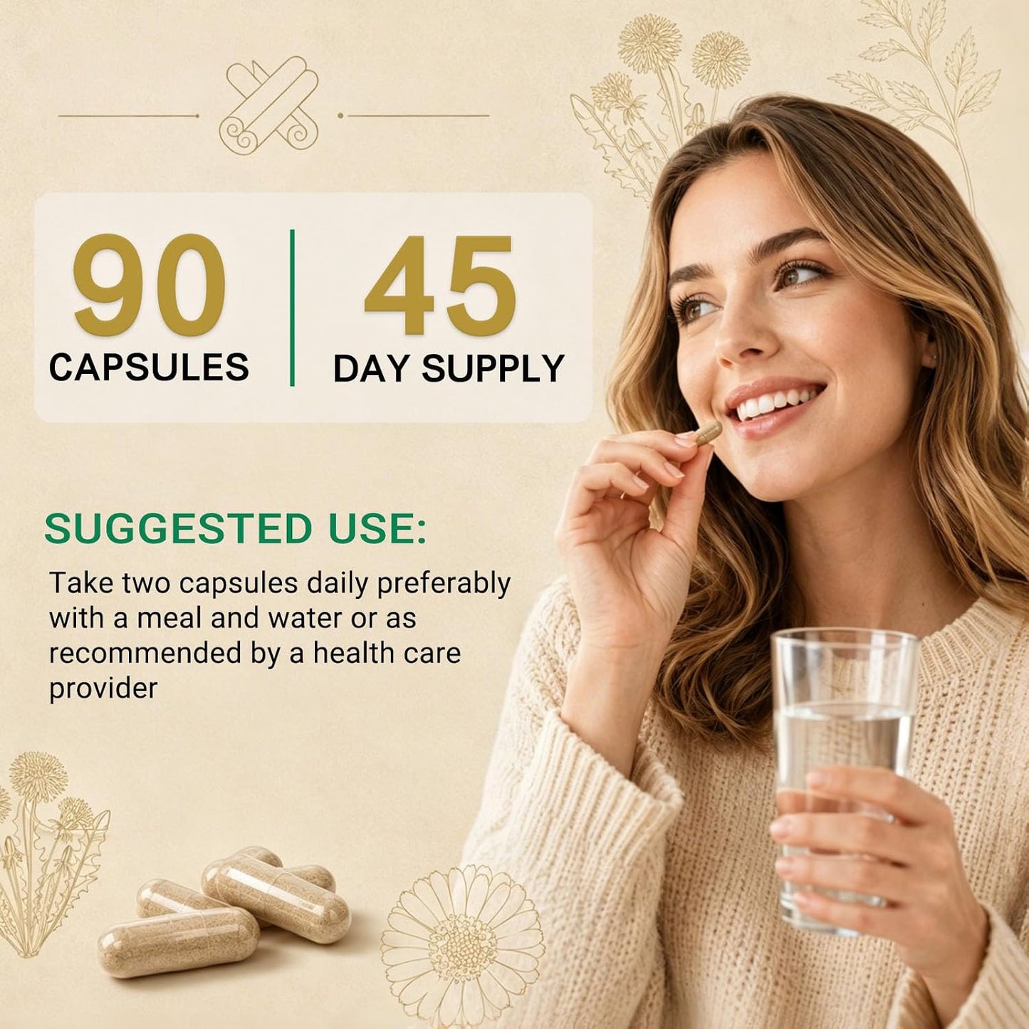 Lymphatic Support Capsules,Lymph Drainage Support Women & Men | With Echinacea, Dandelion, Burdock, Cleavers, Immune Support, Cleanse & Detox, 90 ct