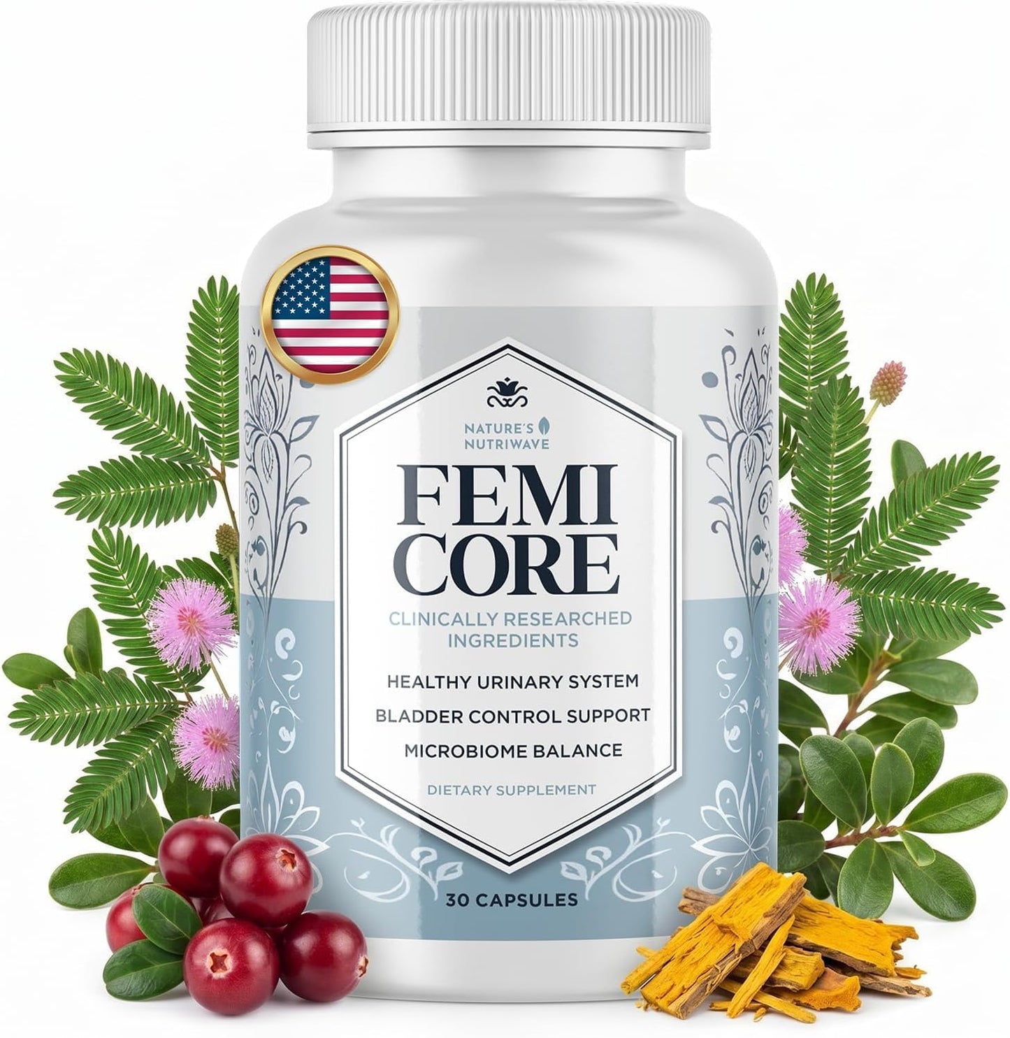 FemiCore – Botanical & Probiotic Capsules – 30 Ct, 1 Month Supply | Botanical & probiotic capsules, clean formula | Non-GMO, Stimulant-Free, GMP-Certified, Made in USA | Daily capsule