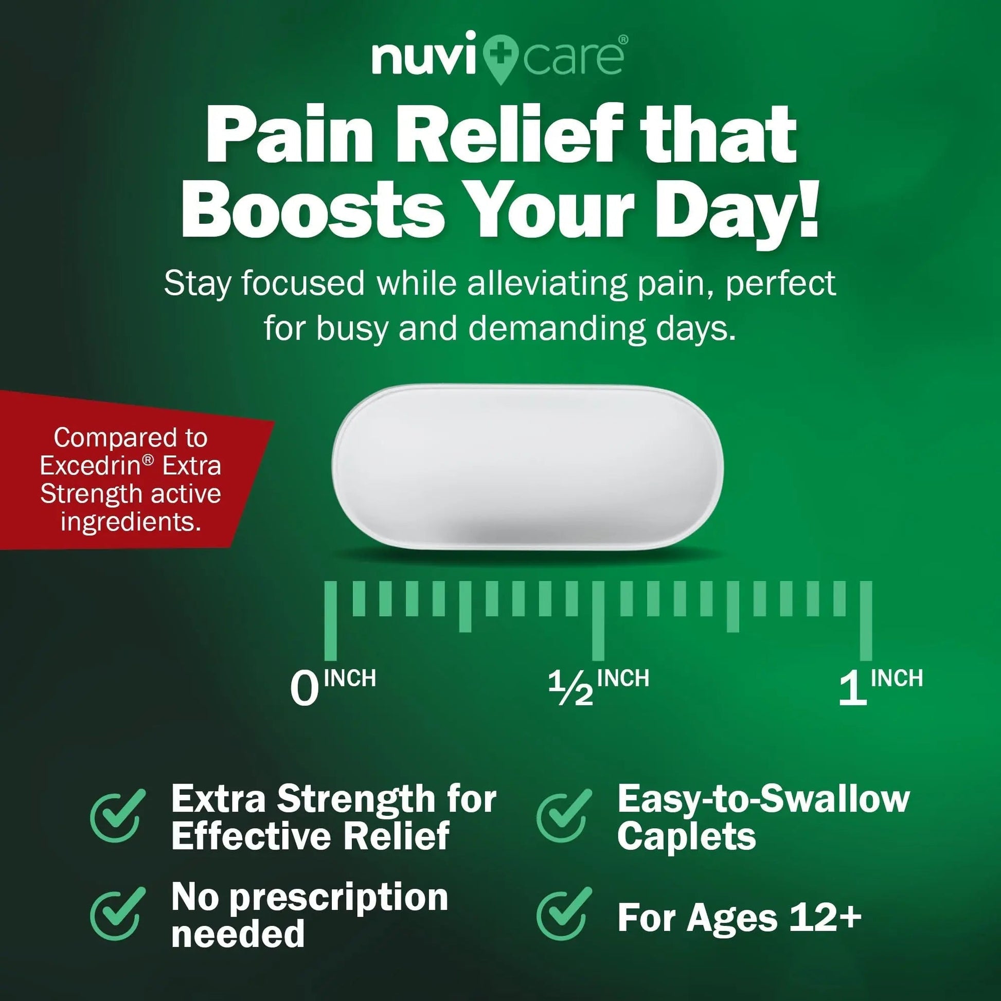 NUVICARE Headache Relief with Acetaminophen 250 mg, Aspirin (NSAID) 250 mg, Caffeine 65 mg - Temporary Relief of Minor Aches & Pains - Compare to Excedrin Extra Strength Pain Reliever (2 Pack) NUVICAREBuy Supplements Australia